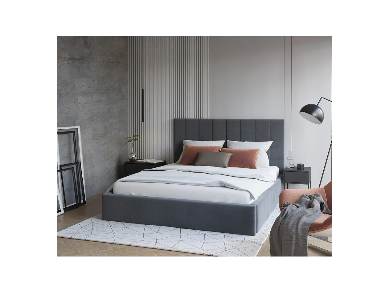 Lit coffre Colorado 140x190 - Sommier inclus Gris foncé