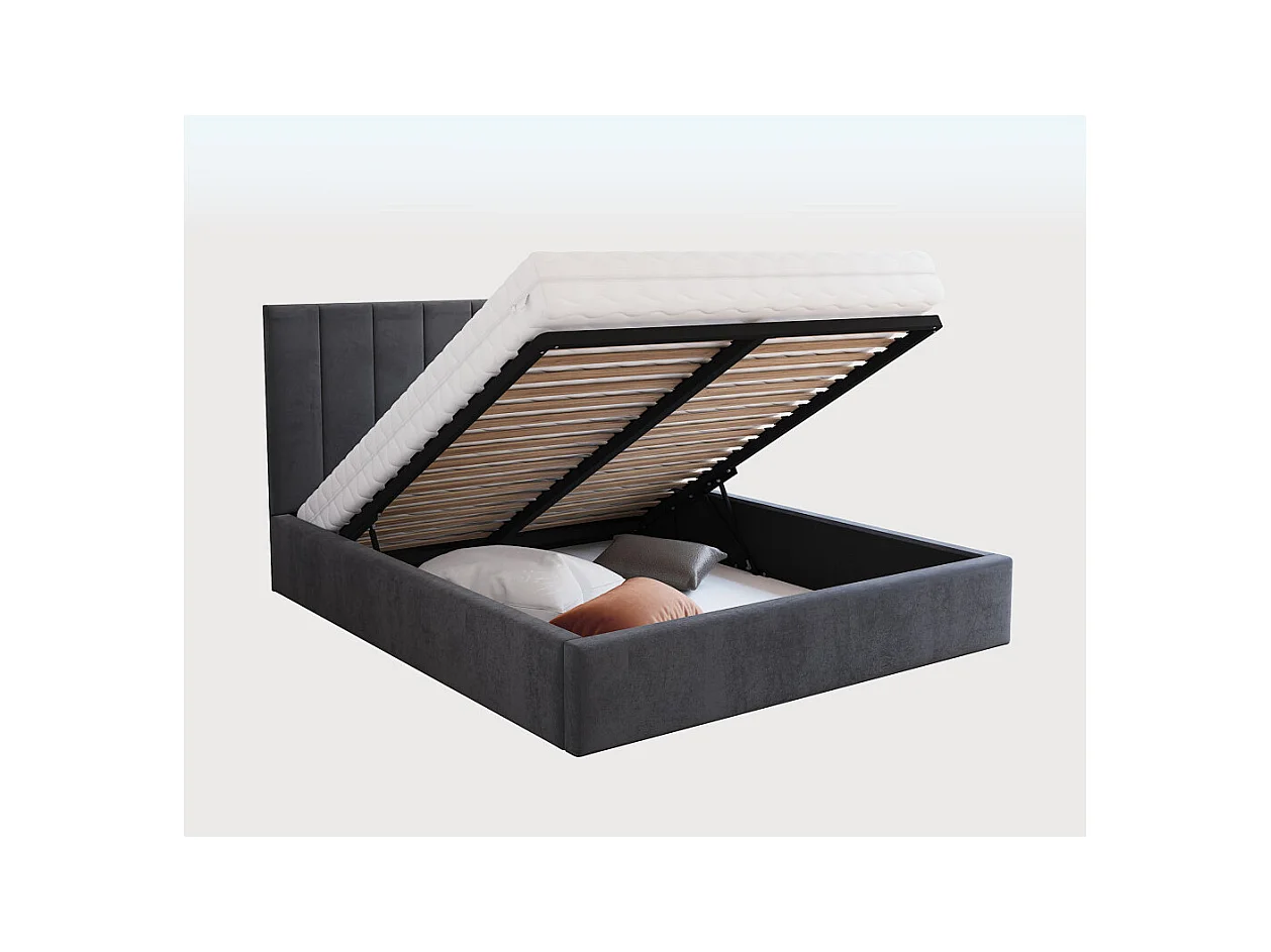 Lit coffre Colorado 140x190 - Sommier inclus Gris foncé