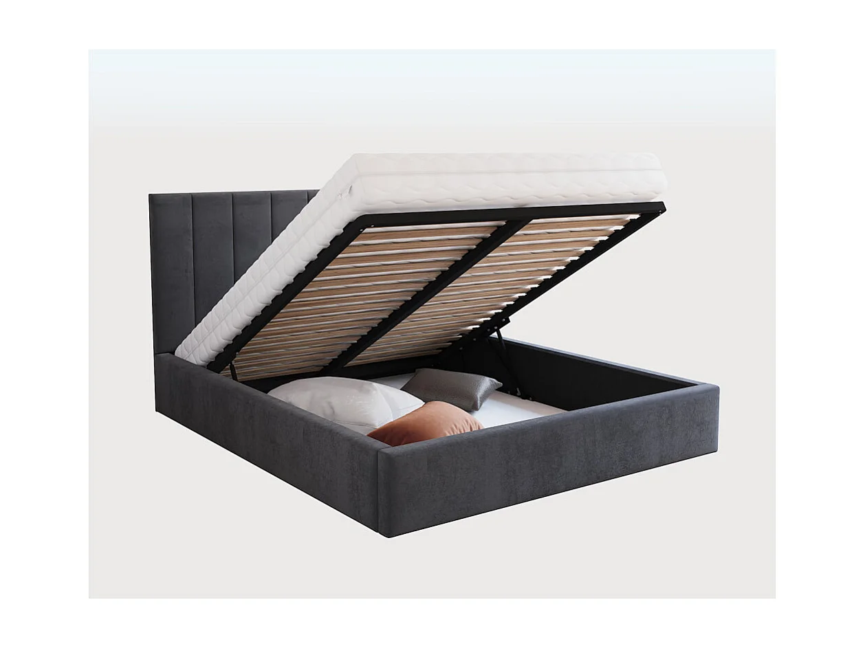 Lit coffre Colorado 140x190 - Sommier inclus Gris foncé