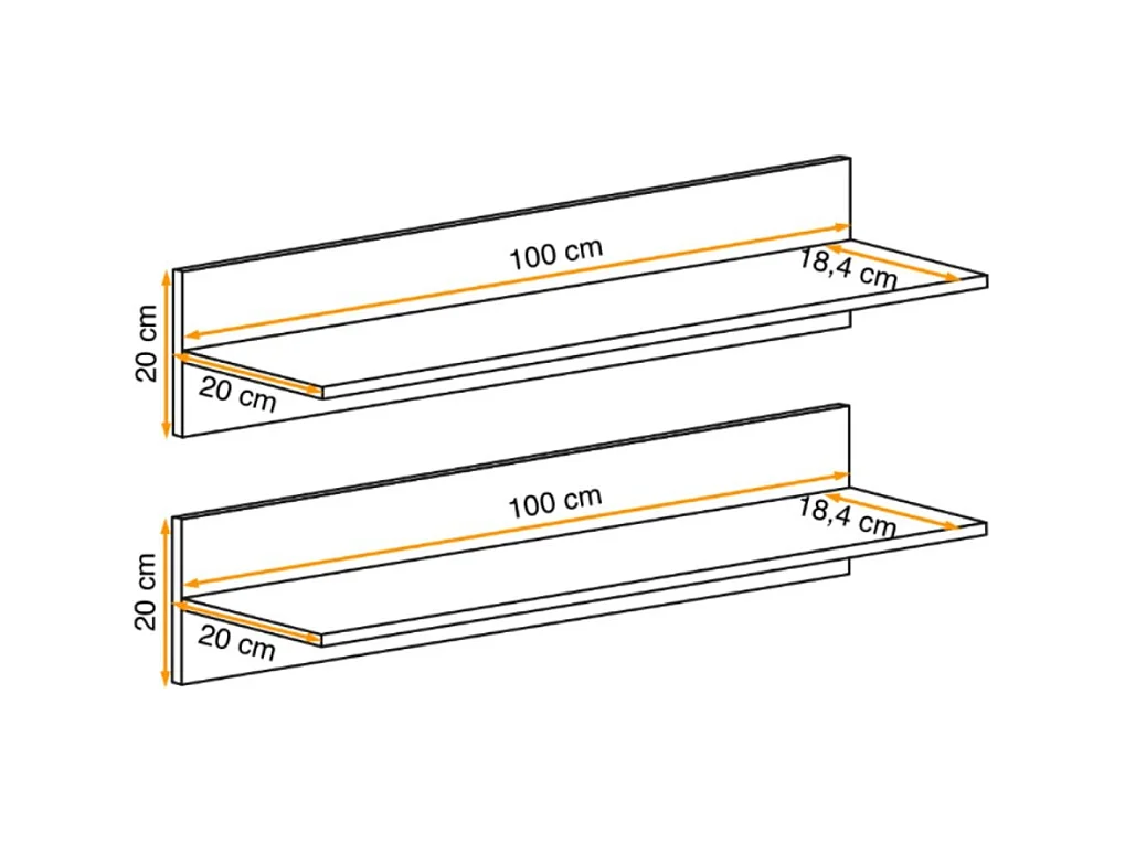 Étagère FLY – Lot de 2 – Chêne clair