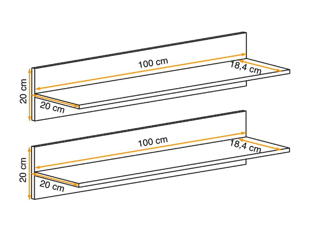 Étagère FLY – Lot de 2 – Chêne clair
