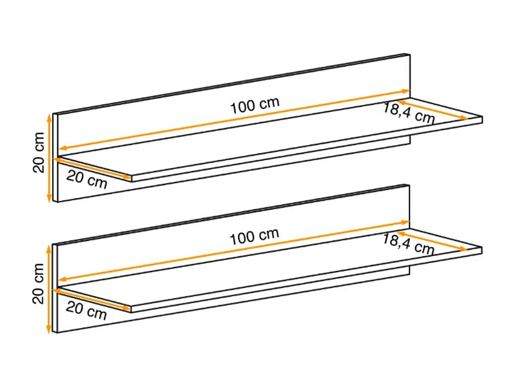 Étagère FLY cachemire – lot de 2 étagères murales design scandinave