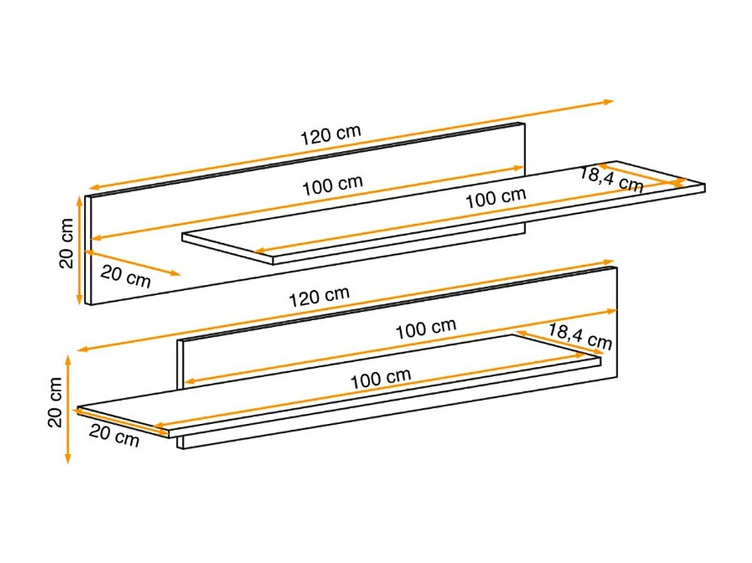 Étagère FLY cachemire – lot de 2 étagères murales design scandinave