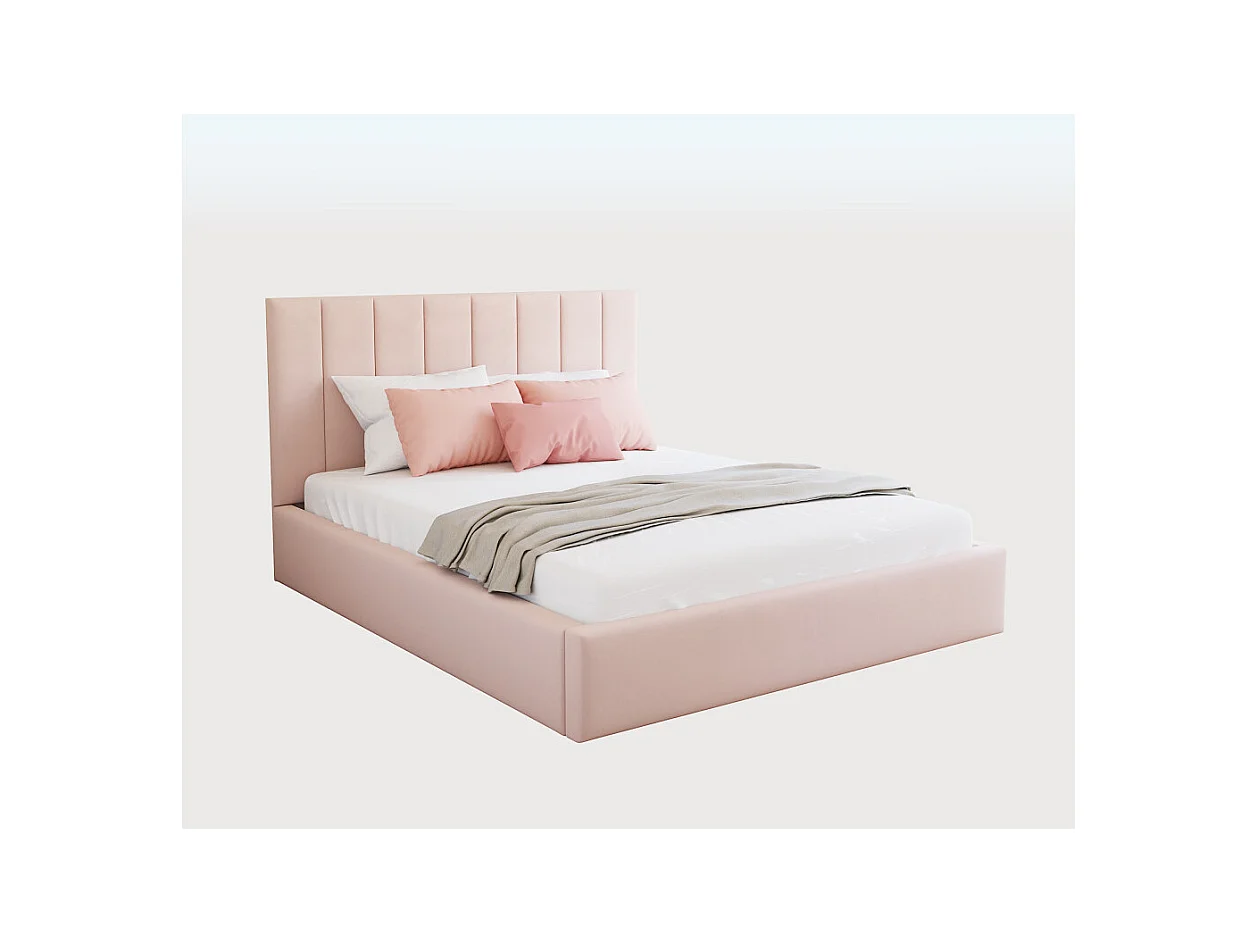 Lit coffre Colorado 140x190 - Sommier inclus Rose pâle
