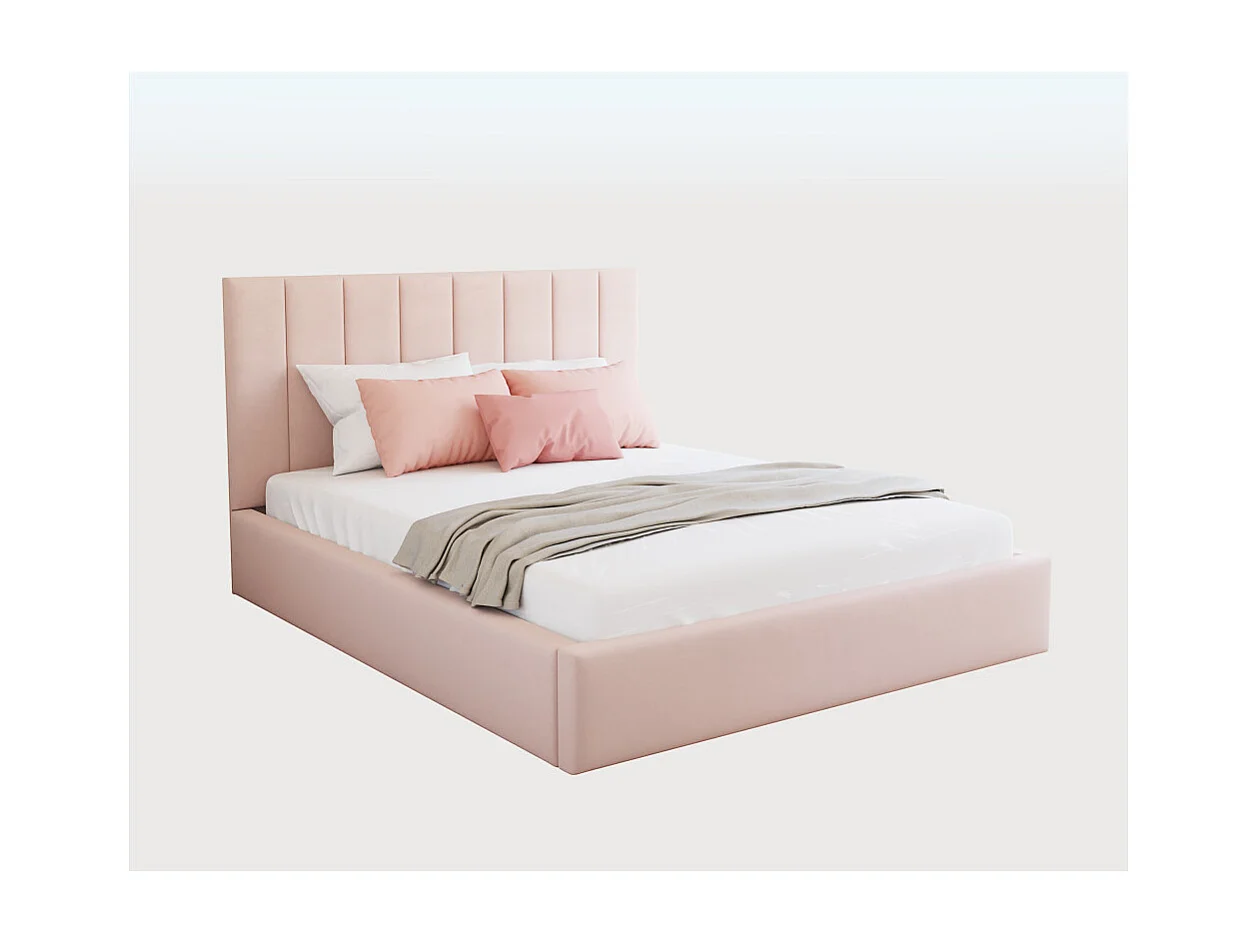 Lit coffre Colorado 140x190 - Sommier inclus Rose pâle