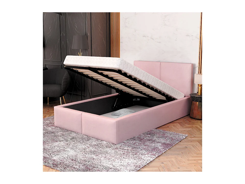 Lit coffre Tesia 120x200  - Sommier inclus Rose pâle