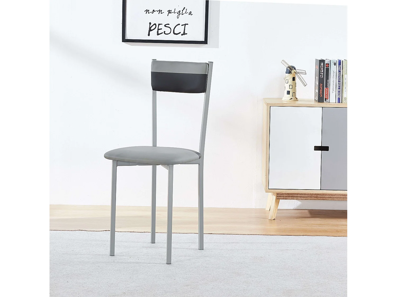 Pack 2 Sillas Cocina Comedor Moderno Negro/Gris 89x43x45 cm