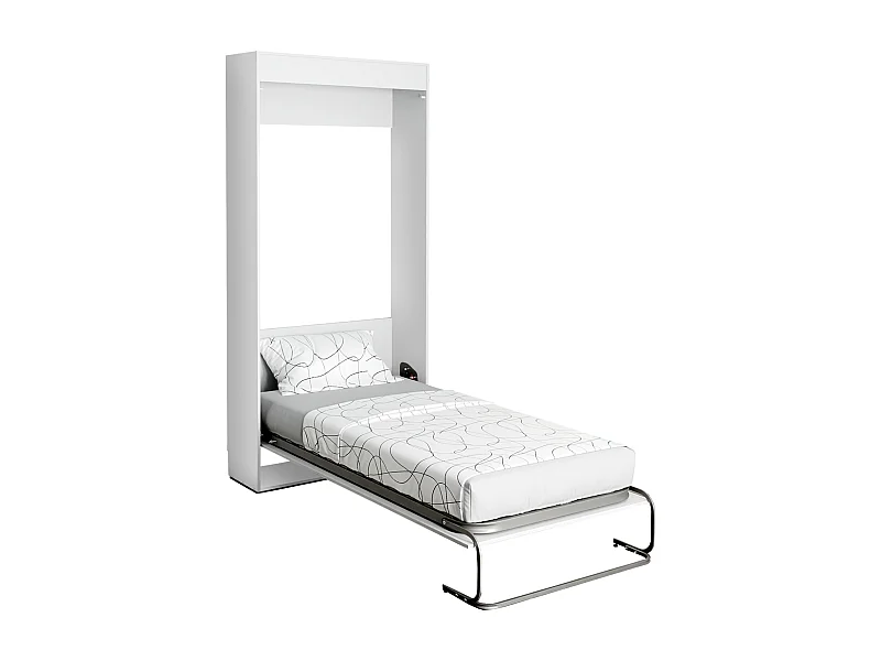 Cama Plegable Juvenil Invitados Abatible Vertical Blanco Mate 90x190 cm