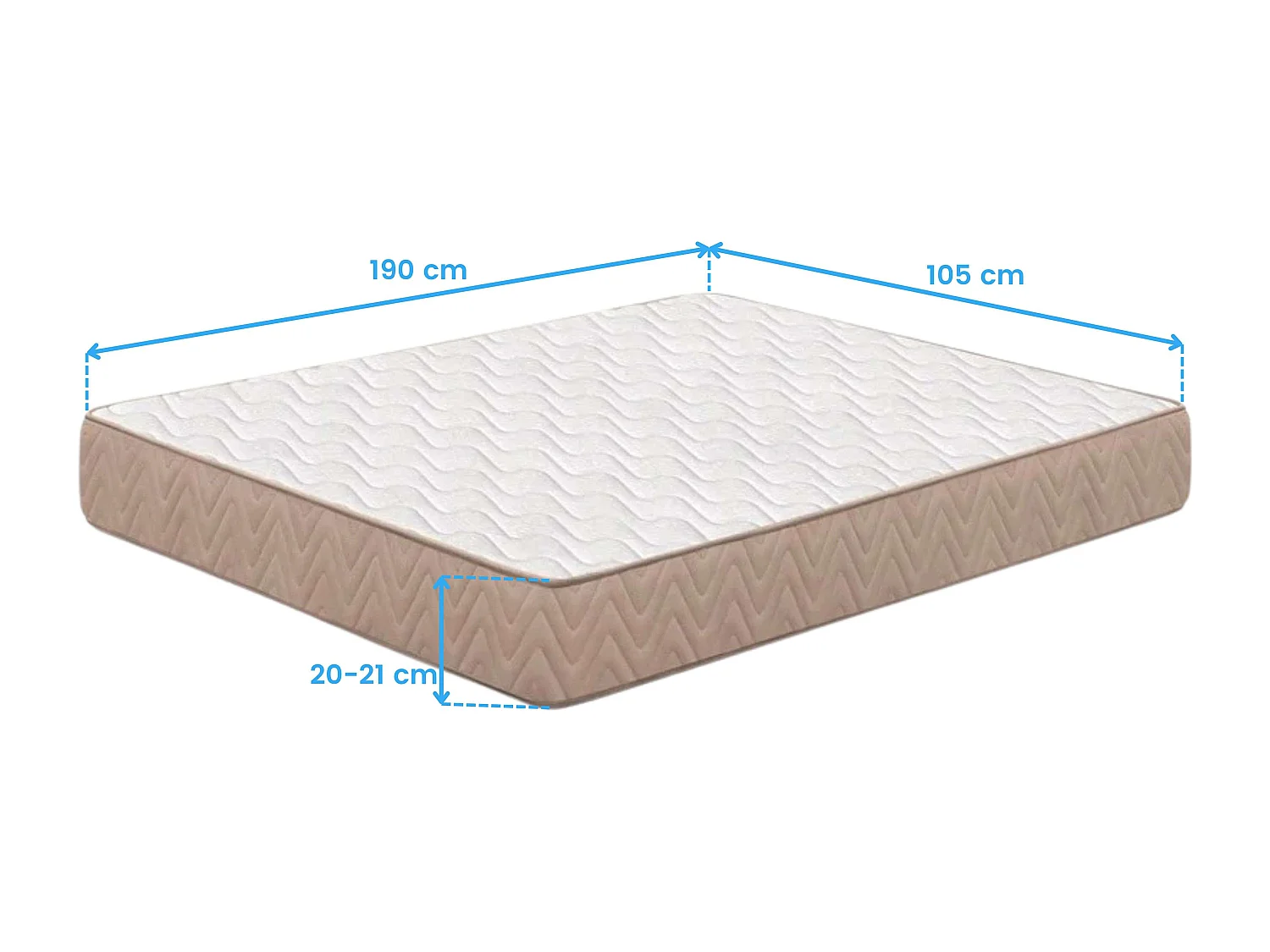Matelas 105x190 cm respirant fermeté moyenne noyau flexible (20-21 cm)