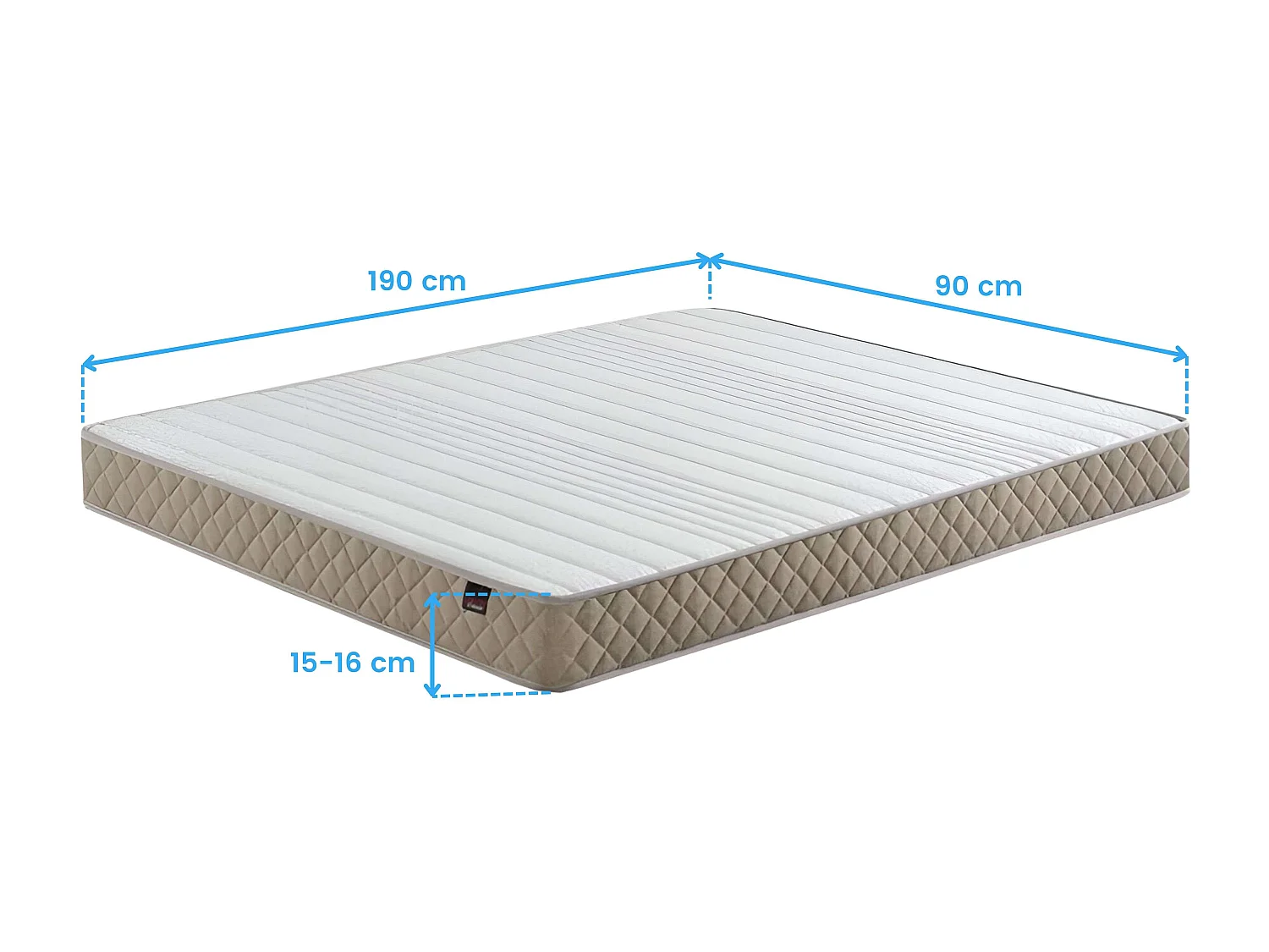 Matelas 90x190 cm respirant fermeté moyenne fibres souples (15-16 cm)