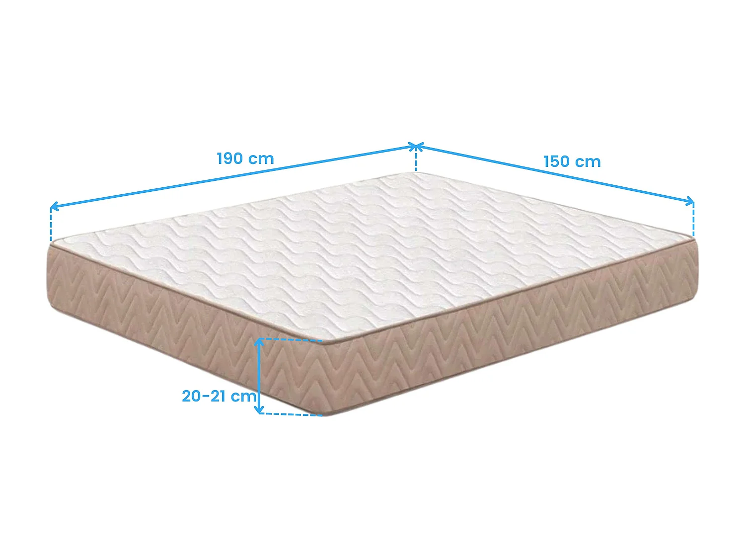 Matelas 150x190 cm Respirant Fermeté Moyenne Noyau Souple 20-21 cm