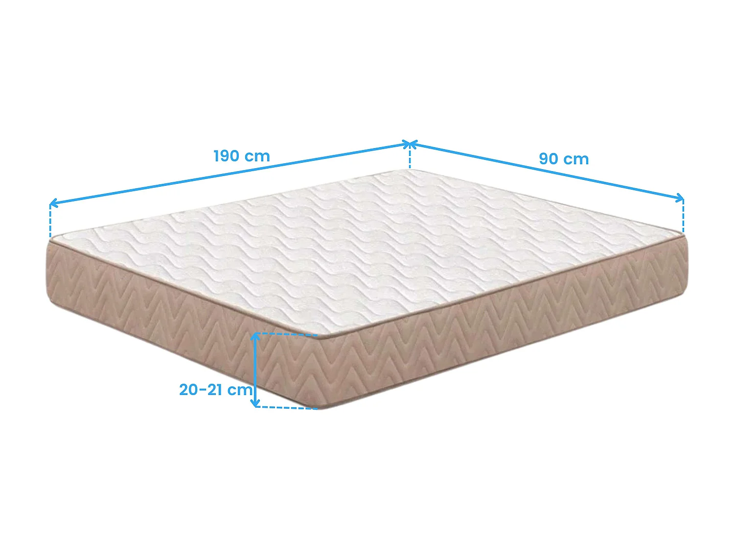 Matelas 90x190 cm respirant fermeté moyenne noyau en fibres naturelles (20-21 cm)