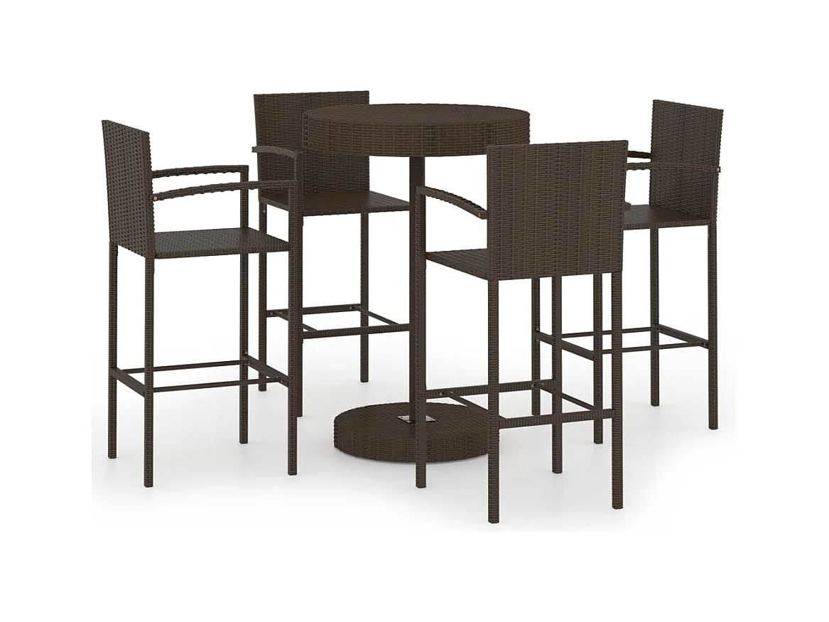 San Clemente  Ensemble de bar de jardin 5 pcs Résine tressée Marron