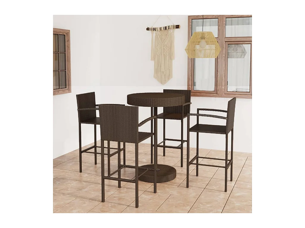 San Clemente  Ensemble de bar de jardin 5 pcs Résine tressée Marron