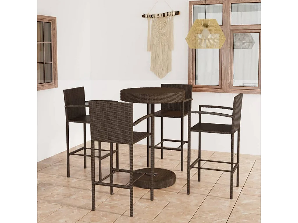 San Clemente  Ensemble de bar de jardin 5 pcs Résine tressée Marron