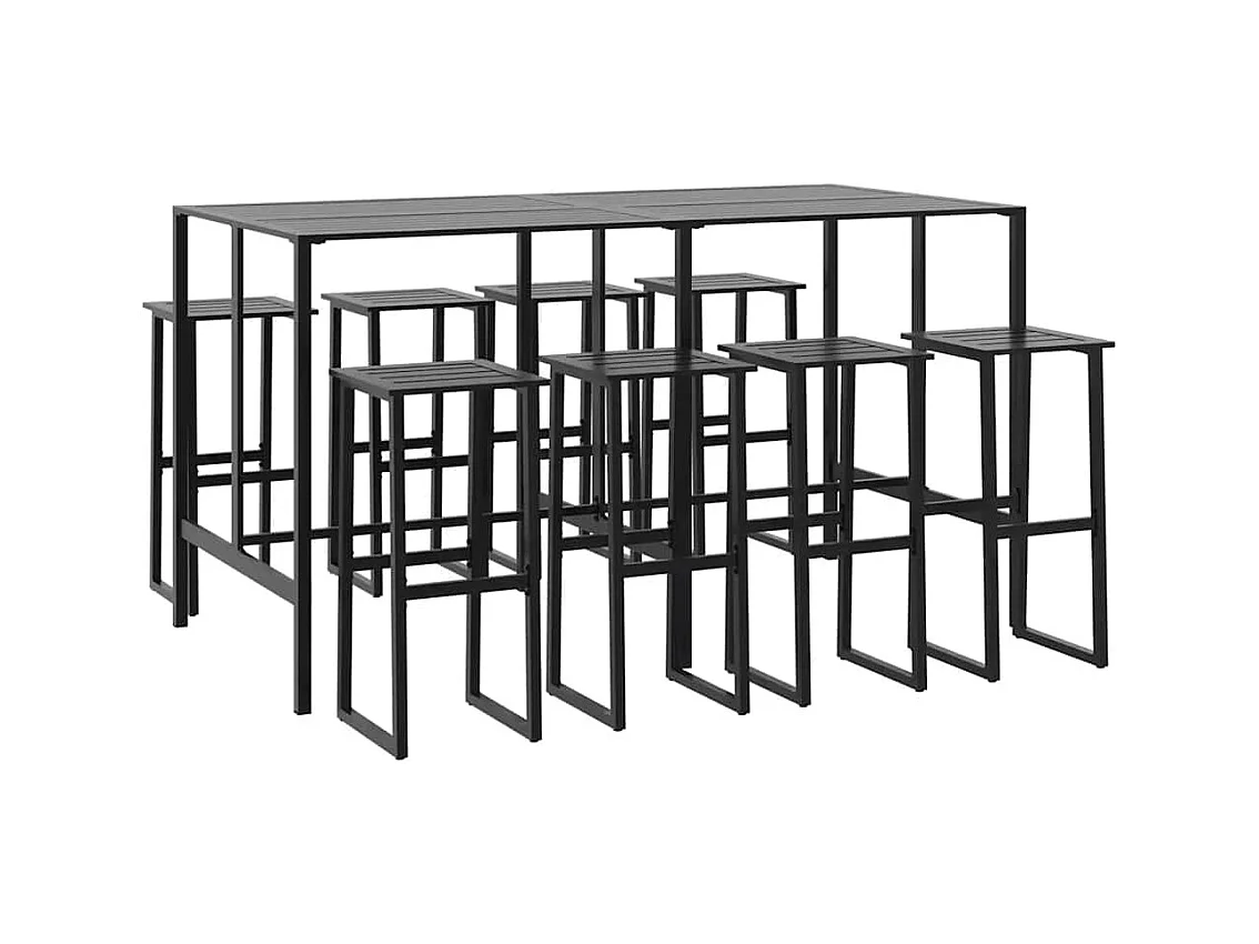Cavehill  Ensemble de bar de jardin 9 pcs noir acier enduit de poudre