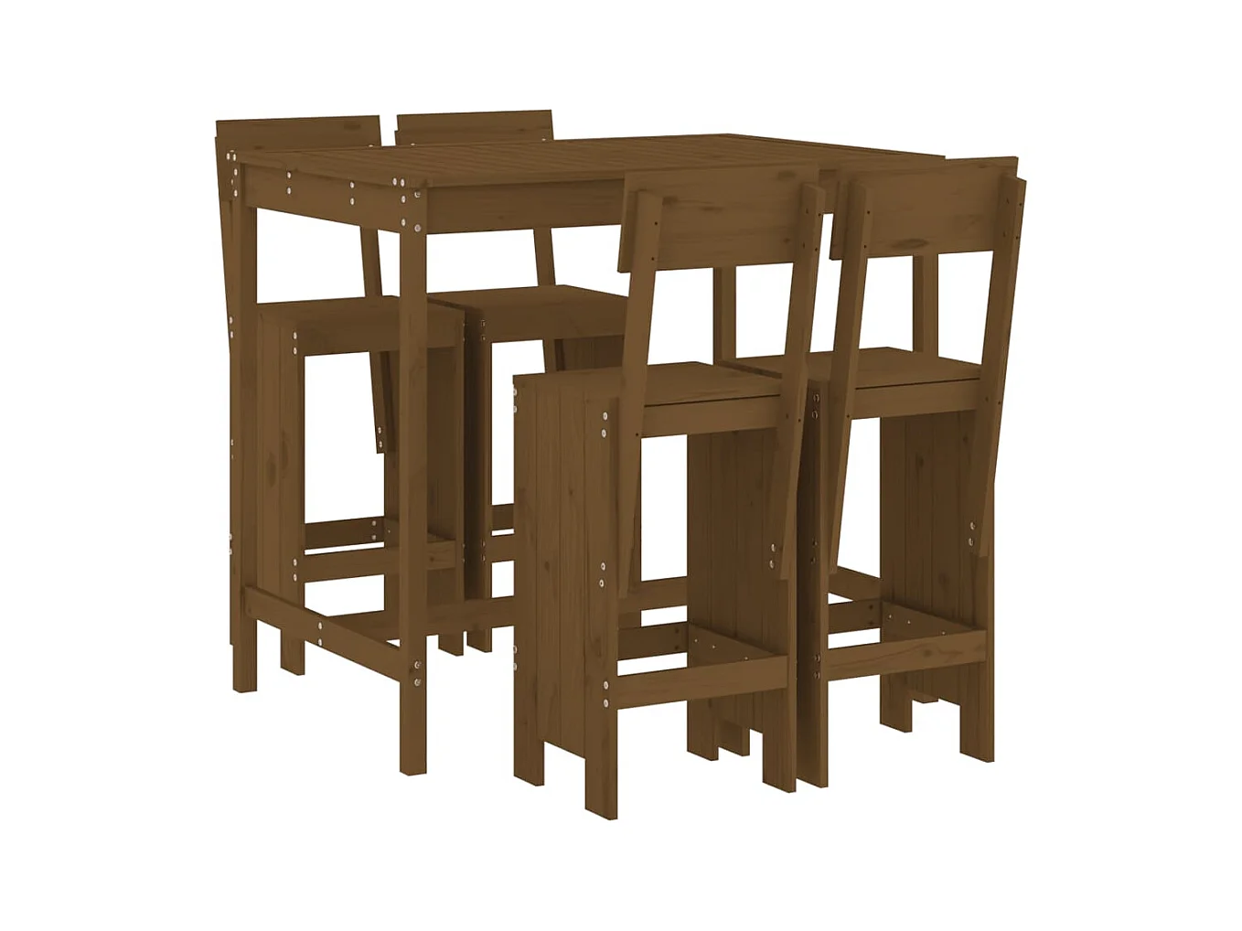 Tracy  Ensemble de bar de jardin 5 pcs marron miel bois de pin massif