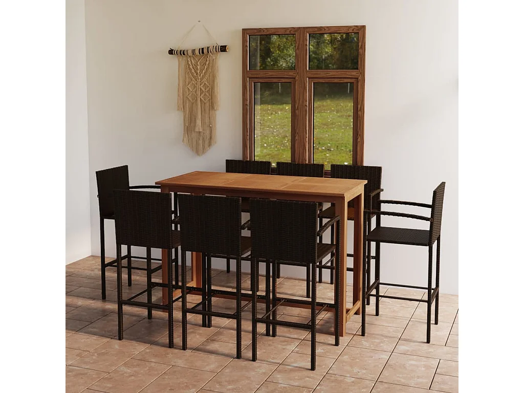 Kilinor  Ensemble de bar de jardin 9 pcs Marron