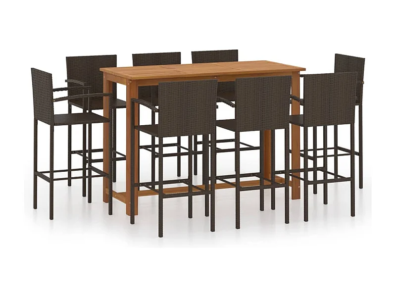 Kilinor  Ensemble de bar de jardin 9 pcs Marron