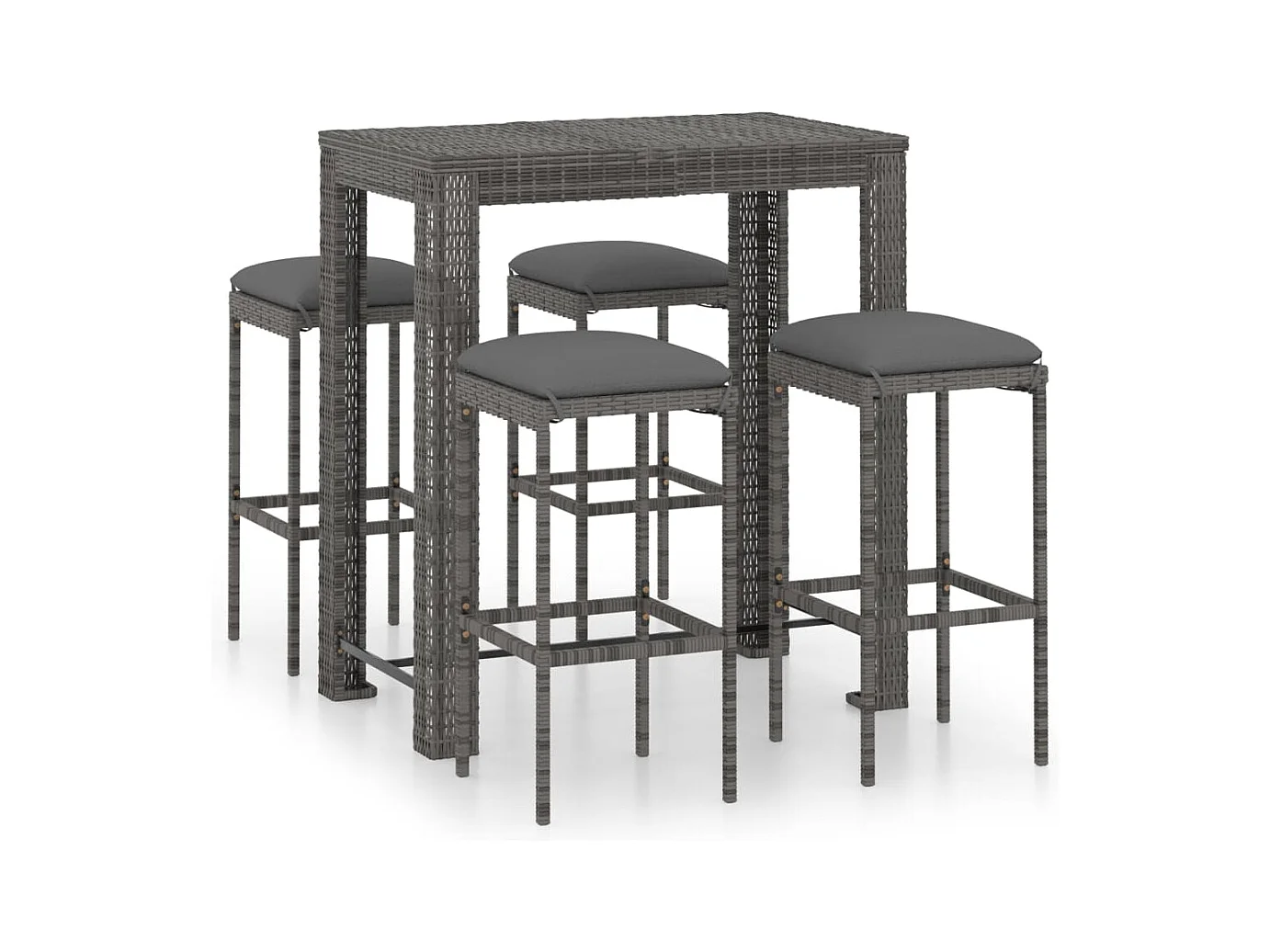 Elisah  Ensemble de bar de jardin 5 pcs et coussins Résine tressée Gris