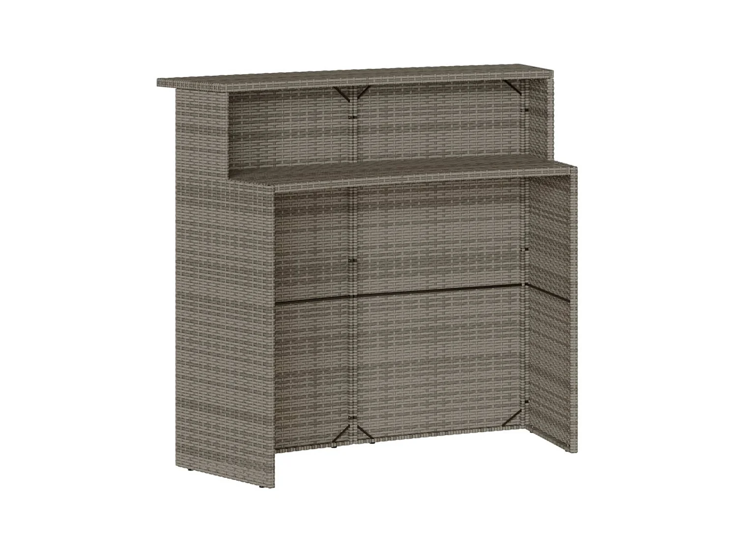 Inarin  Ensemble de bar de jardin 3 pcs et coussins gris résine tressée