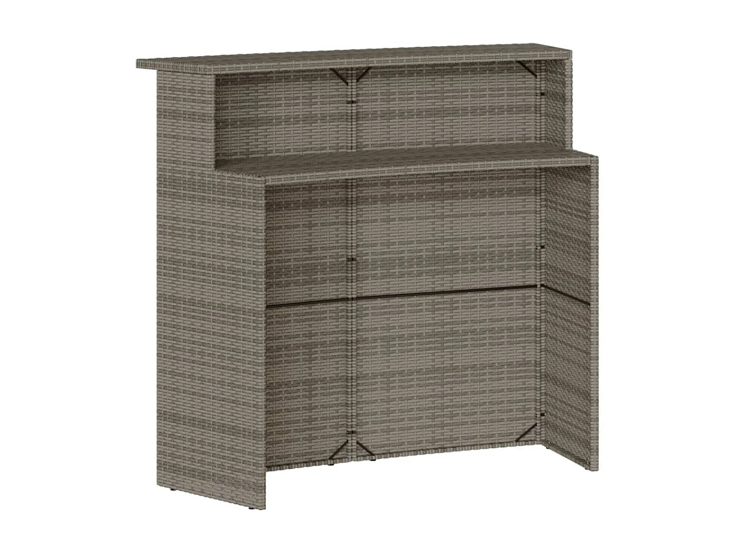 Inarin  Ensemble de bar de jardin 3 pcs et coussins gris résine tressée