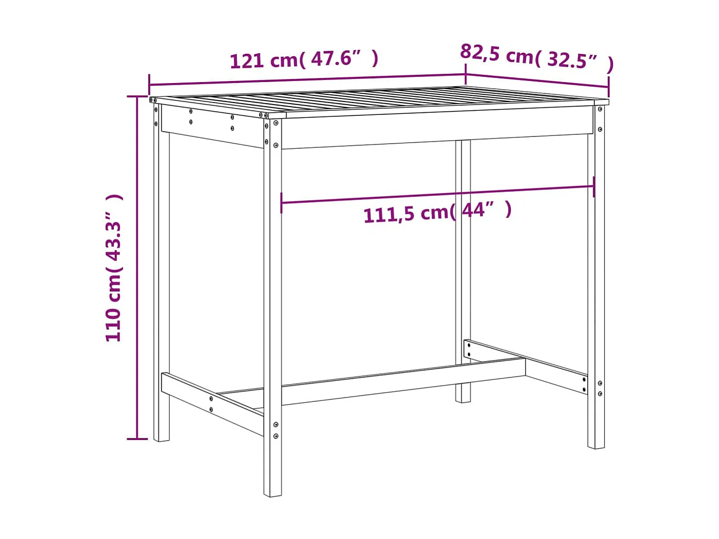Tracy  Ensemble de bar de jardin 5 pcs gris bois de pin massif