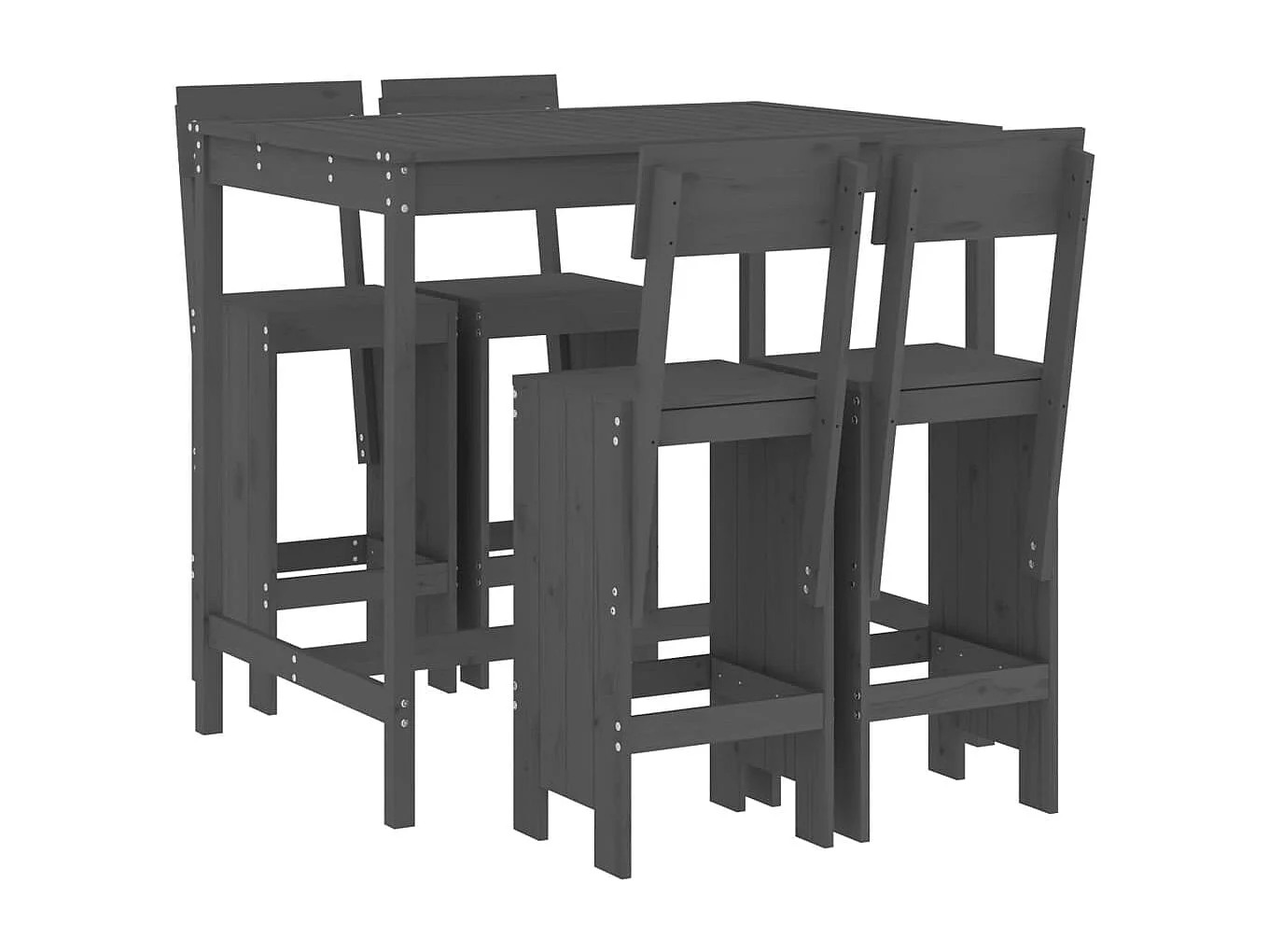 Tracy  Ensemble de bar de jardin 5 pcs gris bois de pin massif