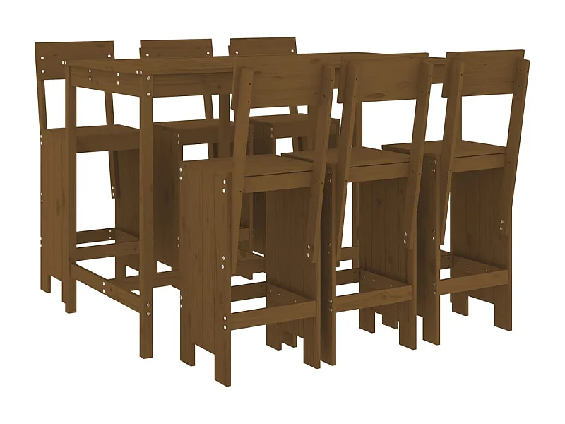 Xelrik  Ensemble de bar de jardin 7 pcs marron miel bois de pin massif