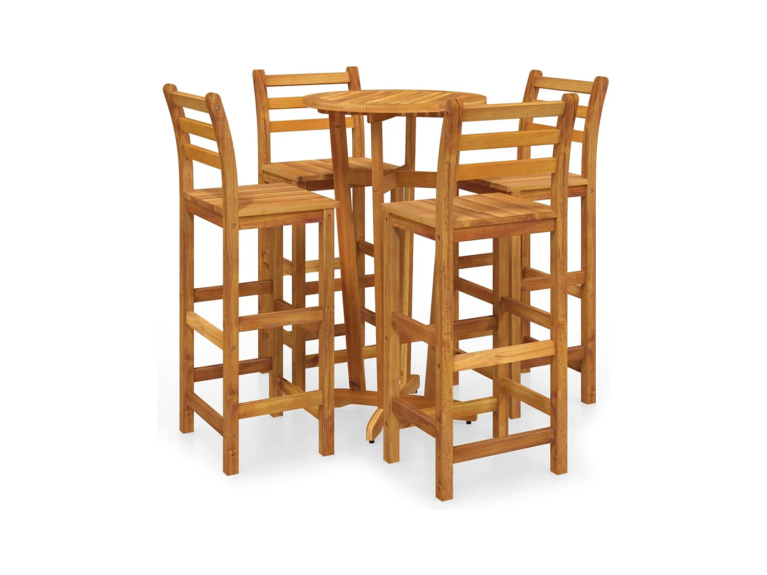 Frylda  Mesa y taburetes altos de jardín 5 pzas madera maciza acacia