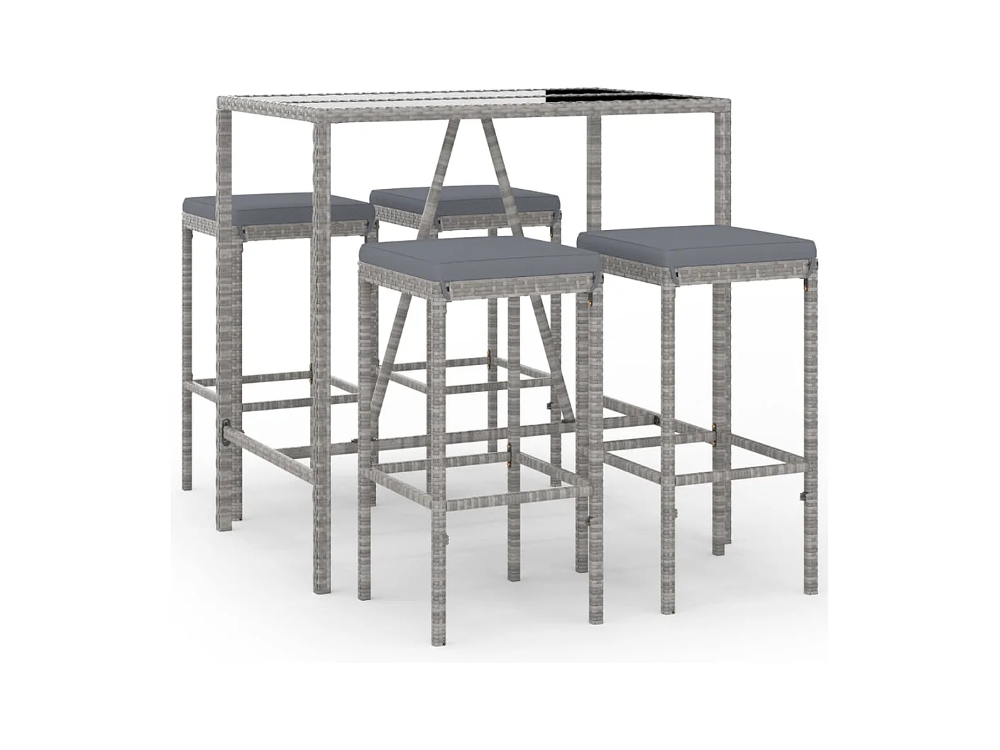 Eliron  Ensemble de bar de jardin 5 pcs avec coussins gris poly rotin