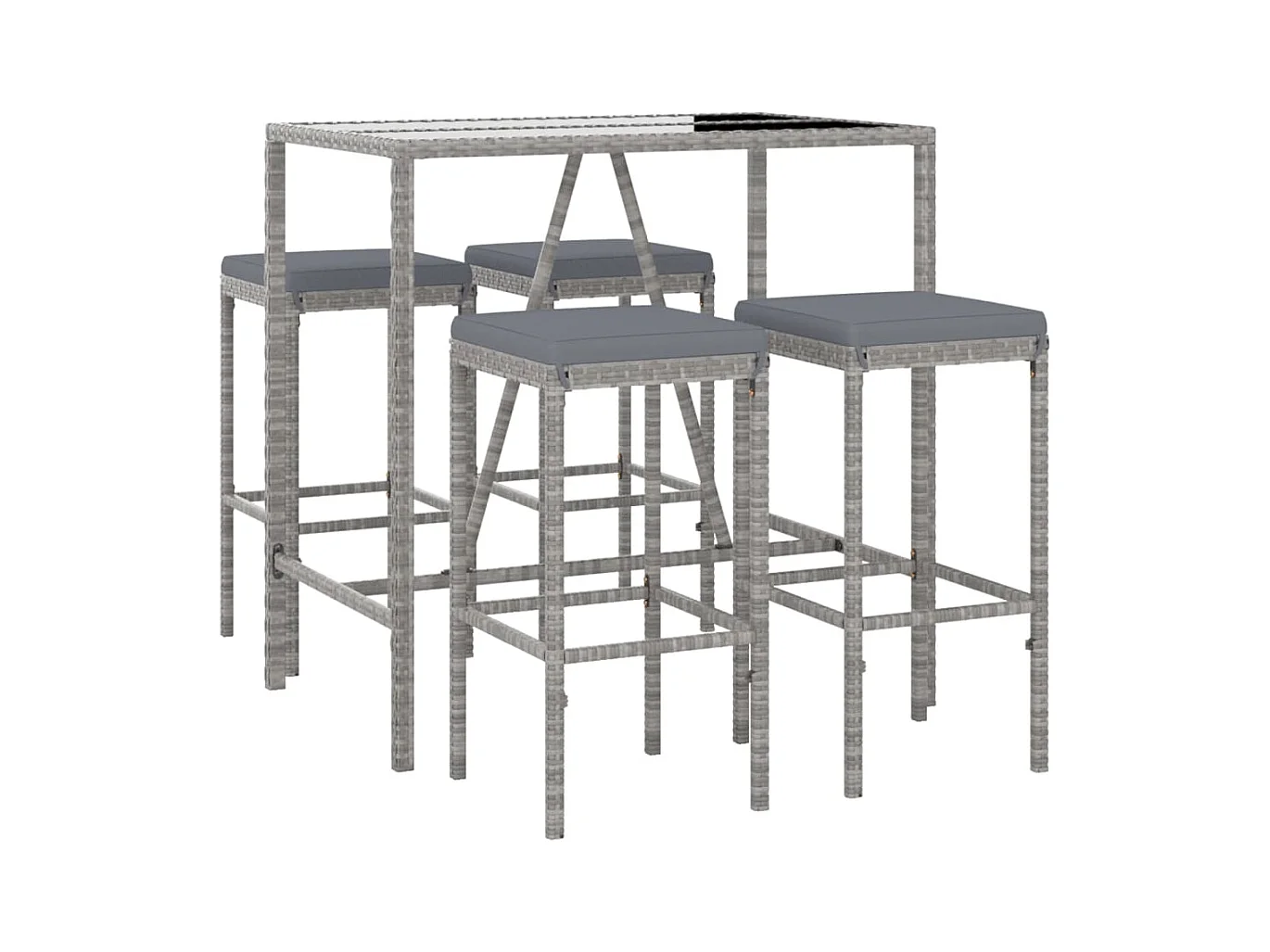 Eliron  Ensemble de bar de jardin 5 pcs avec coussins gris poly rotin