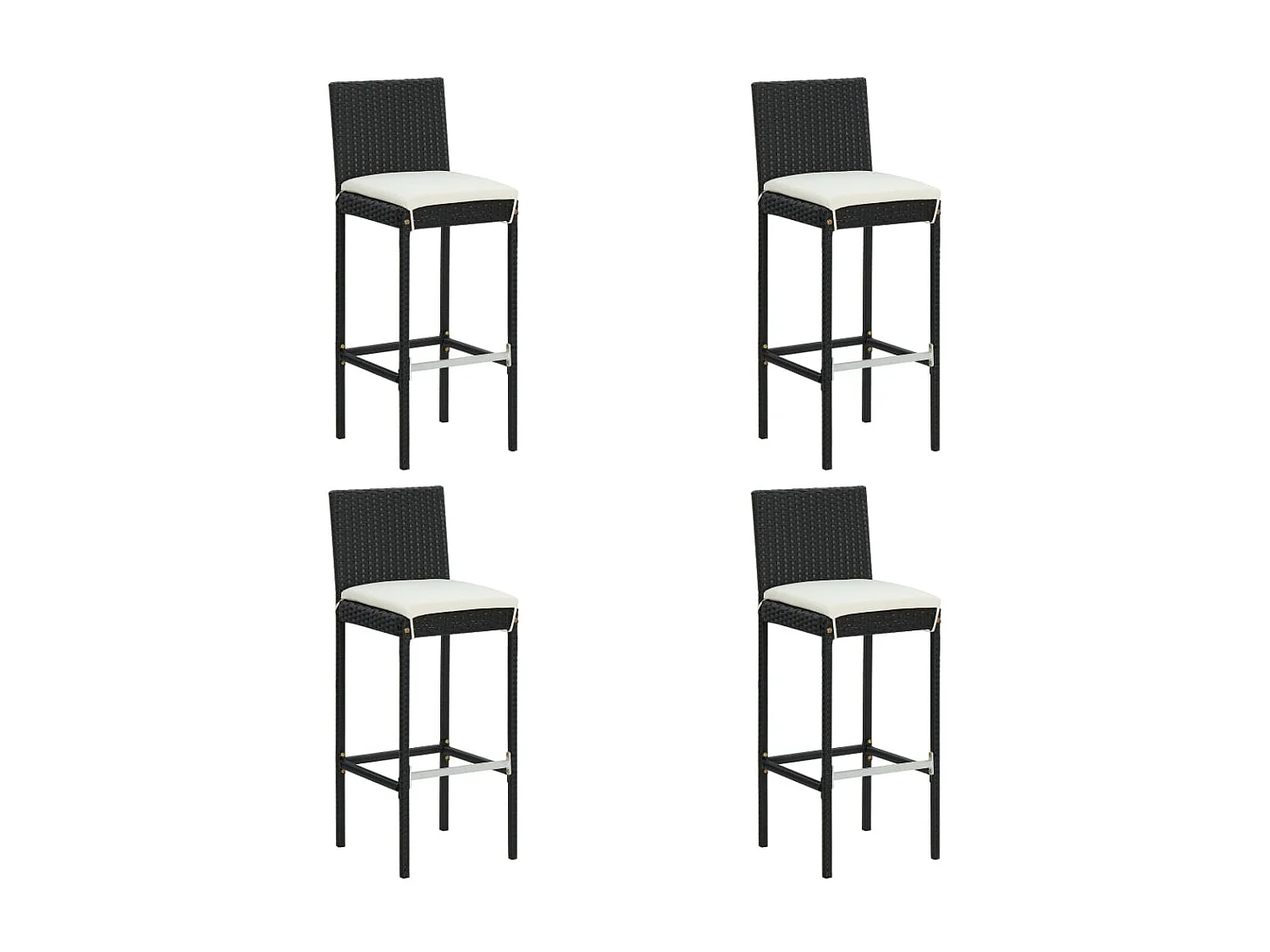 Woodmoor  Set de muebles de bar de jardín 5 pzas y cojines ratán PE negro