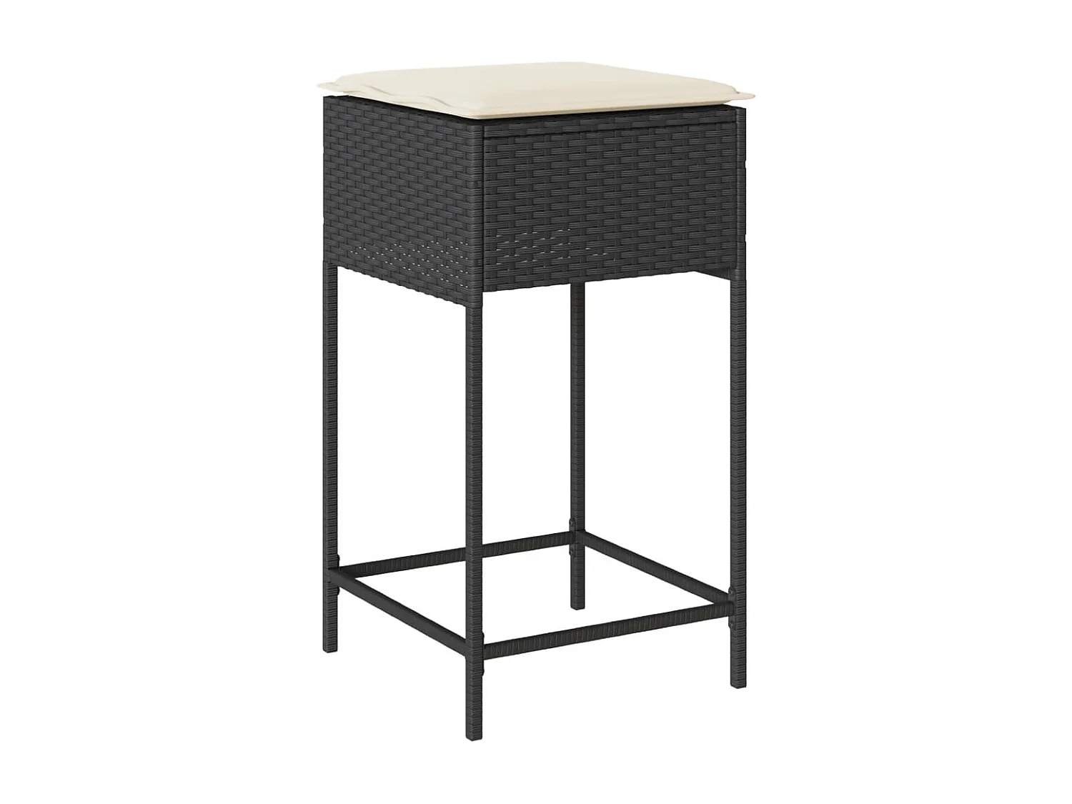 Mirlen  7-delige Tuinbarset met kussens poly rattan zwart