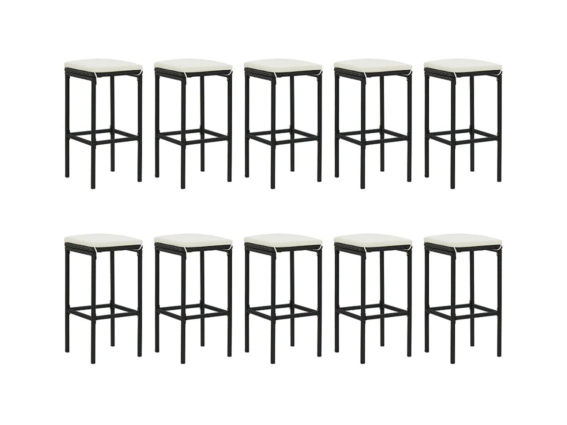 Eliron  Ensemble de bar de jardin 11 pcs avec coussins noir poly rotin