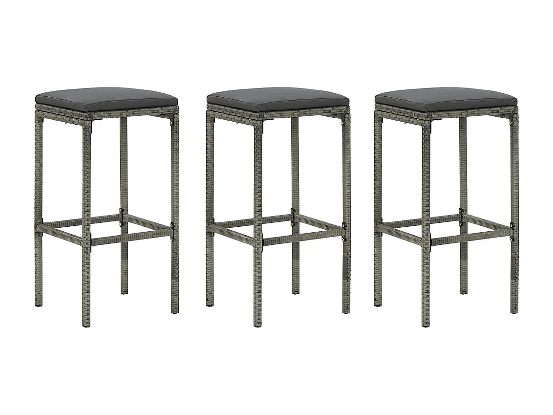 Valdyn  Ensemble de bar de jardin 4 pcs et coussins Résine tressée Gris