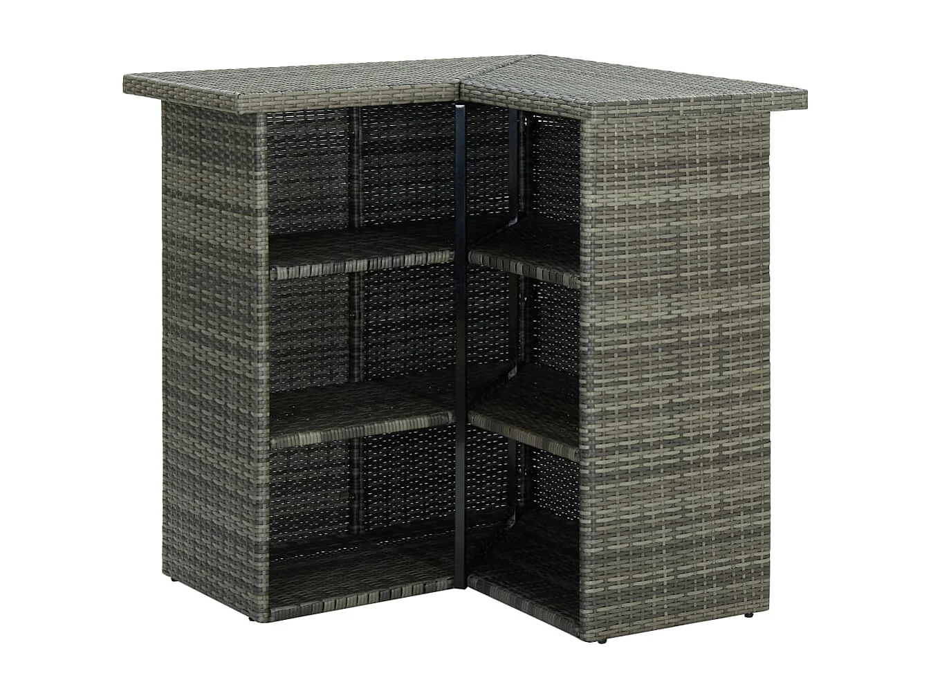 Valdyn  Ensemble de bar de jardin 4 pcs et coussins Résine tressée Gris