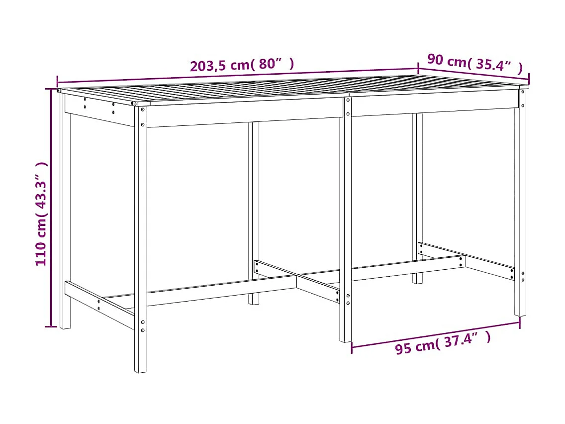 Henri-Gabriel  Ensemble de bar de jardin 9 pcs gris bois de pin massif