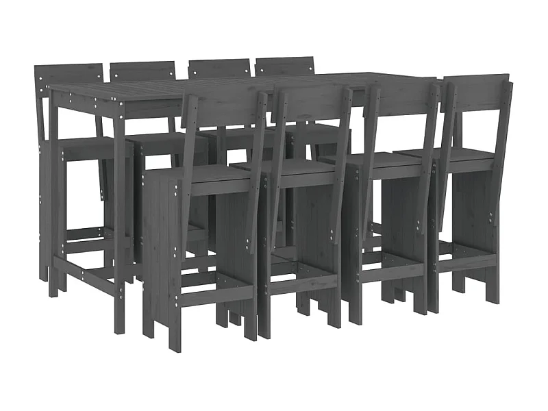 Henri-Gabriel  Ensemble de bar de jardin 9 pcs gris bois de pin massif