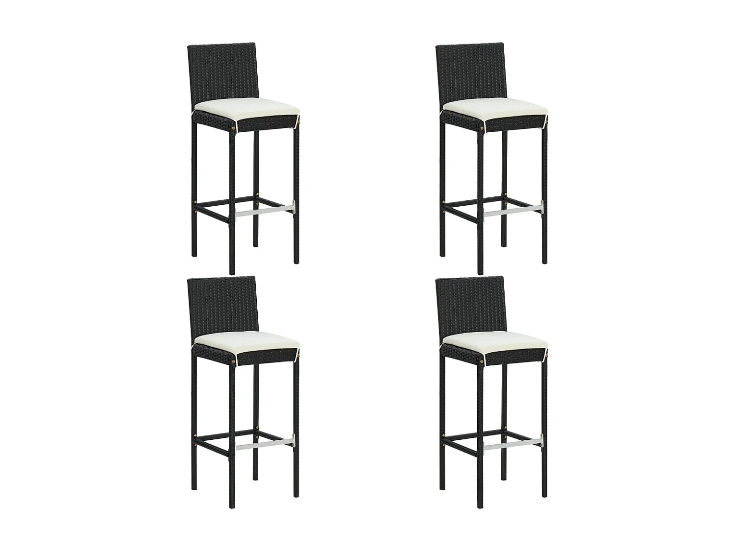 Ildir  Ensemble de bar de jardin 5 pcs et coussins Résine tressée Noir