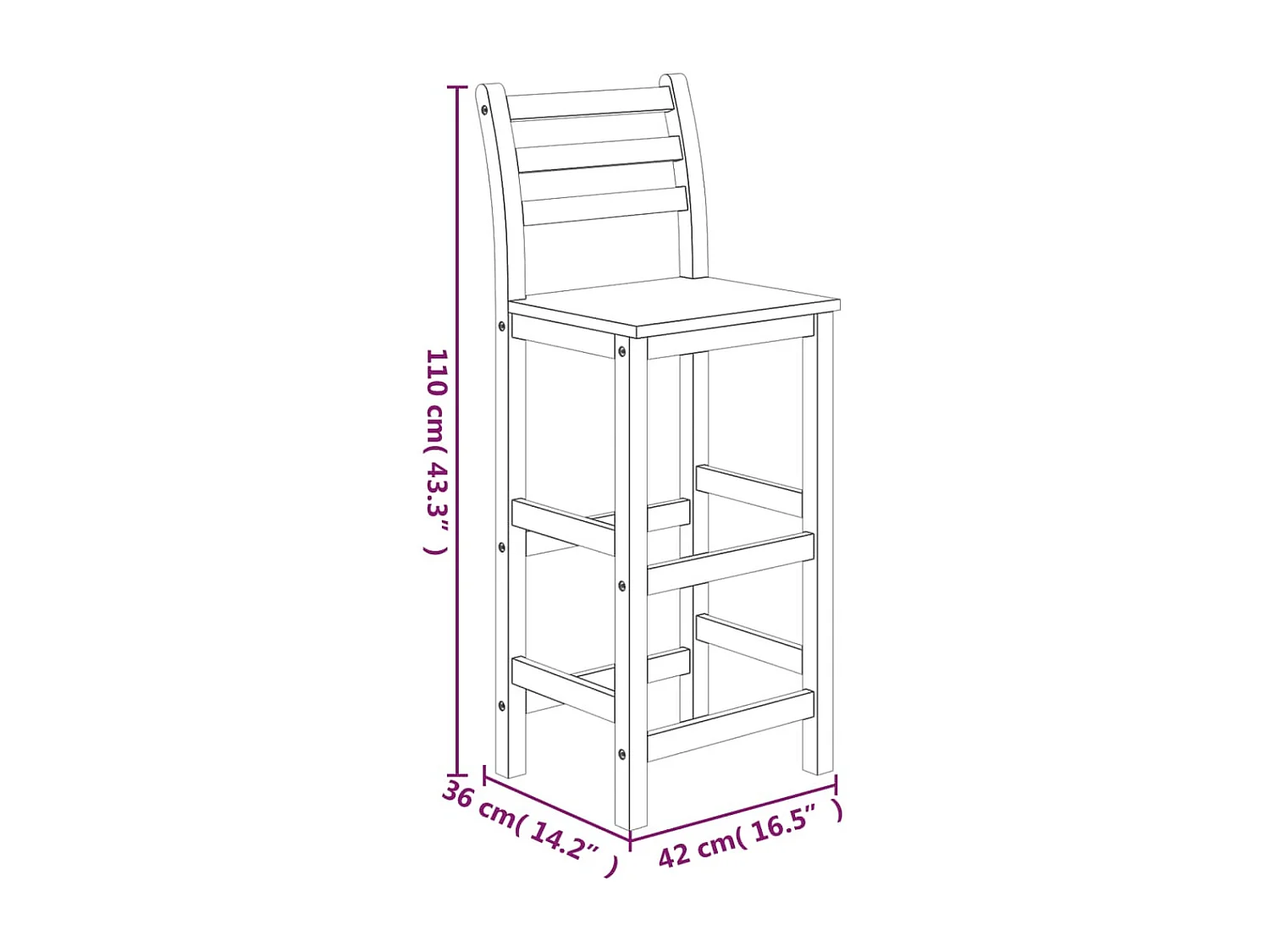 Braenor  Ensemble de bar de jardin 5 pcs bois d'acacia solide