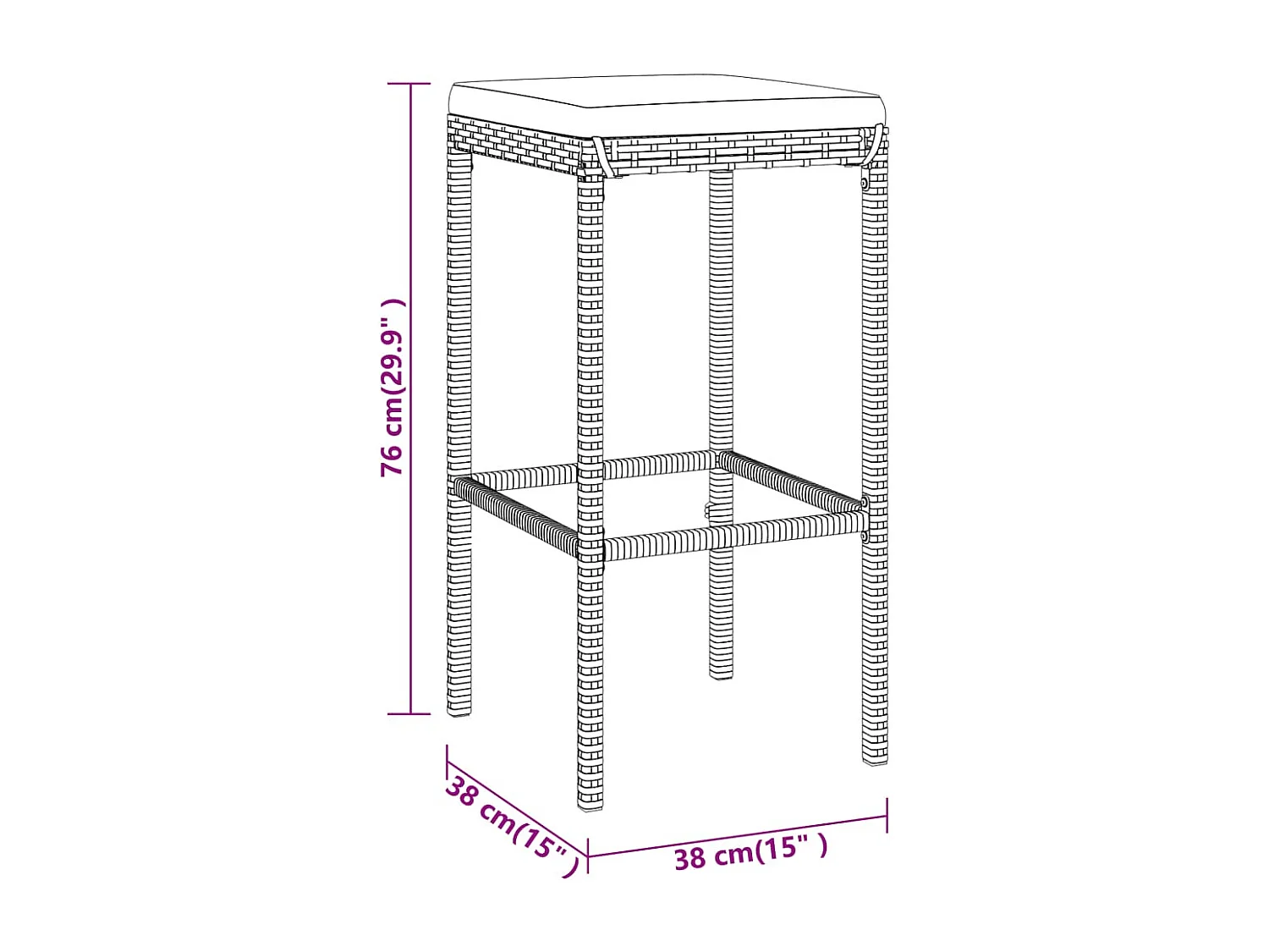 Eliron  5-delige Tuinbarset met kussens poly rattan zwart