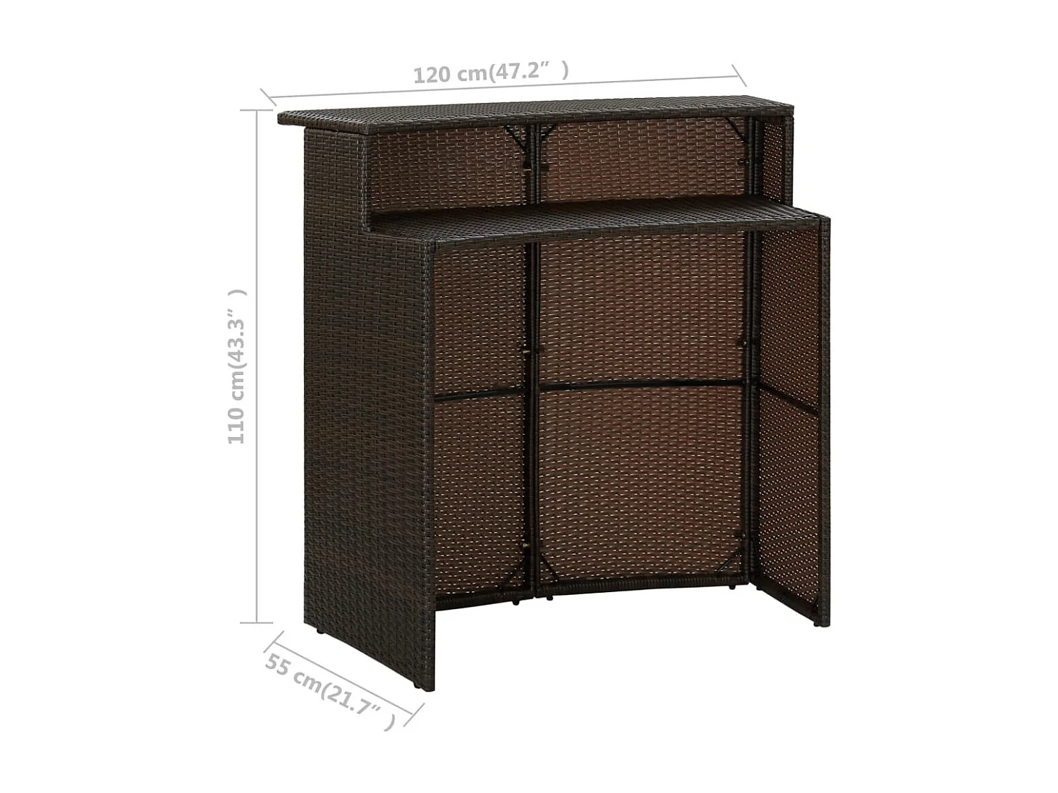 Anacortes  Ensemble de bar de jardin 3 pcs Marron