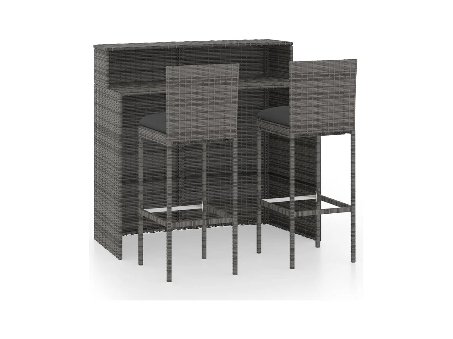 Fortunato  Ensemble de bar de jardin avec coussins 3 pcs Gris