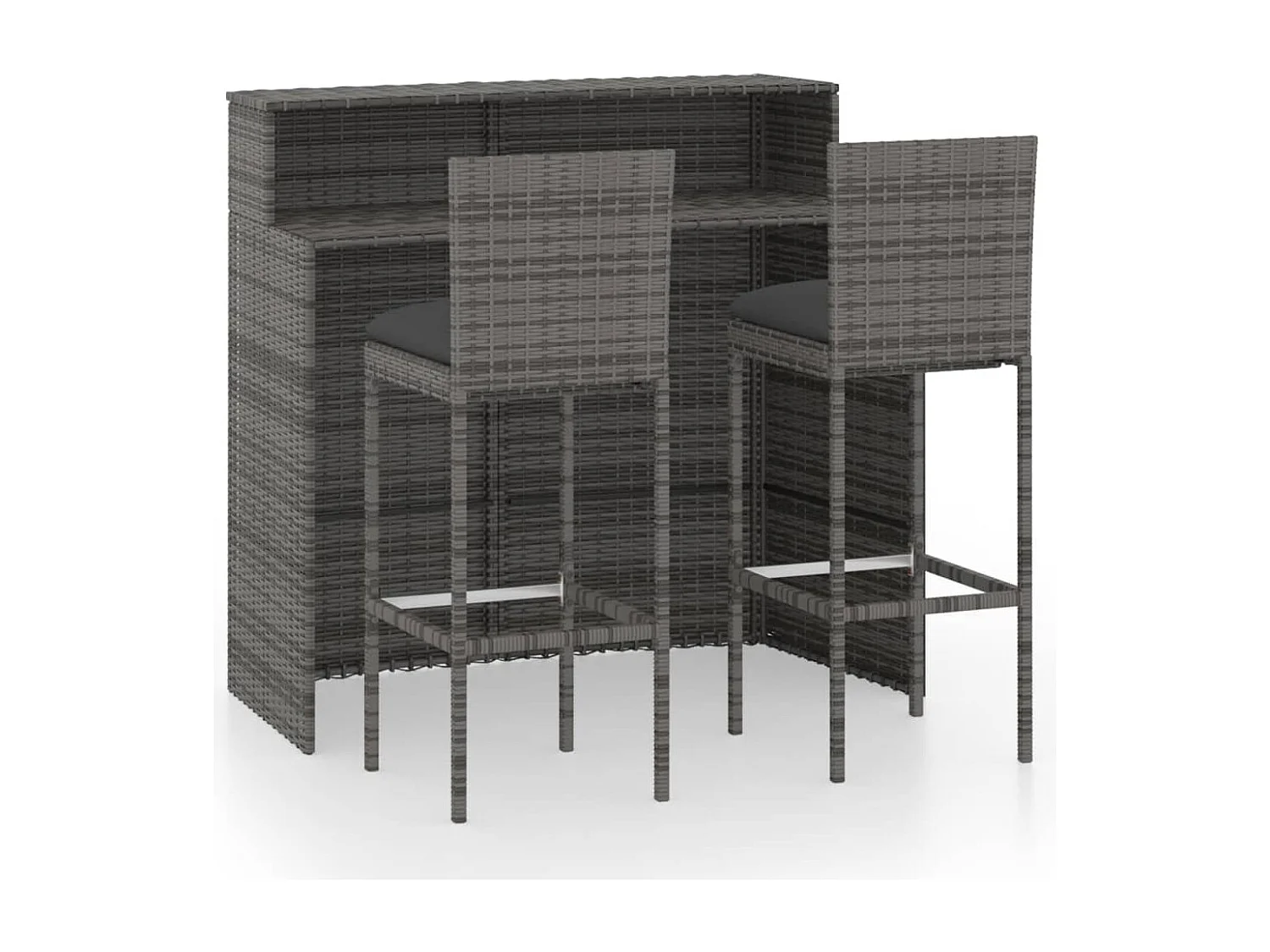 Fortunato  Ensemble de bar de jardin avec coussins 3 pcs Gris