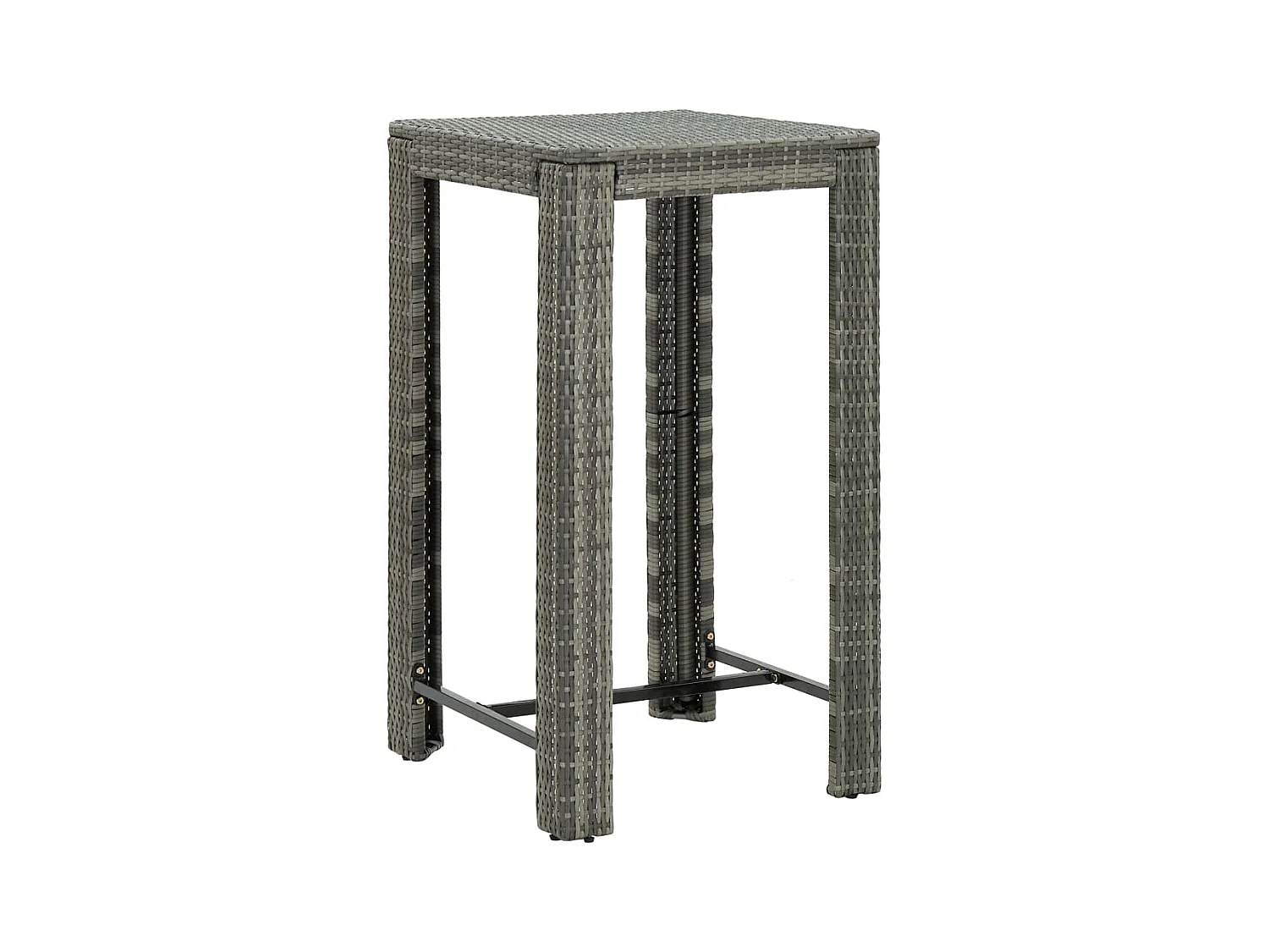 Sophie-Éléonore  Ensemble de bar jardin 3 pcs gris poly rotin/bois massif acacia