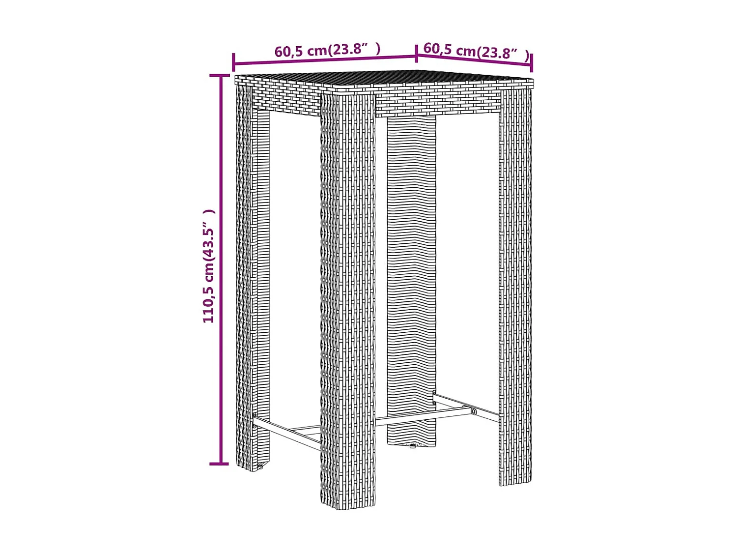 Sophie-Éléonore  Ensemble de bar jardin 3 pcs gris poly rotin/bois massif acacia