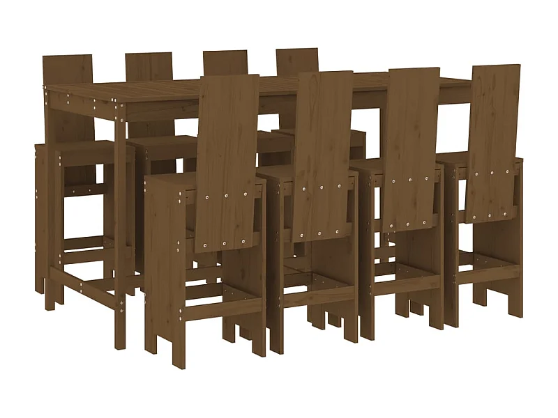 Lucien-Joseph-René  Ensemble de bar de jardin 9 pcs marron miel bois de pin massif