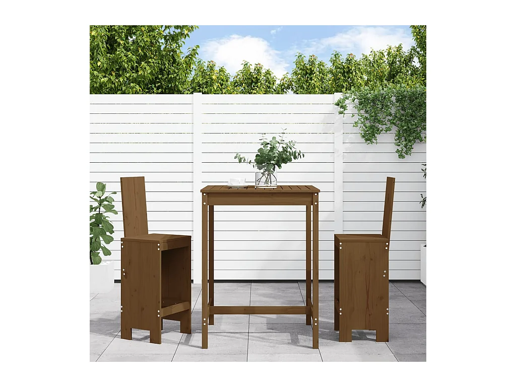 Kelvor  Ensemble de bar de jardin 3 pcs marron miel bois pin massif