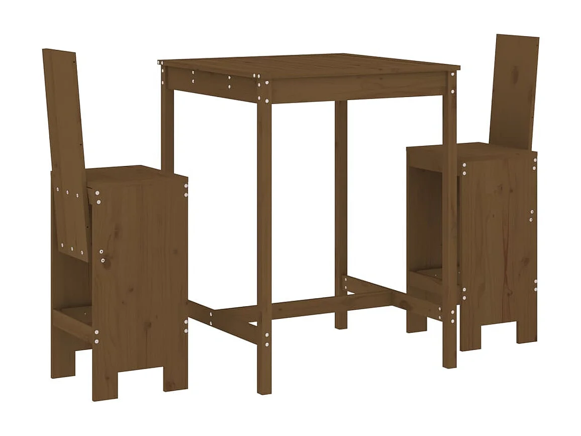 Kelvor  Ensemble de bar de jardin 3 pcs marron miel bois pin massif